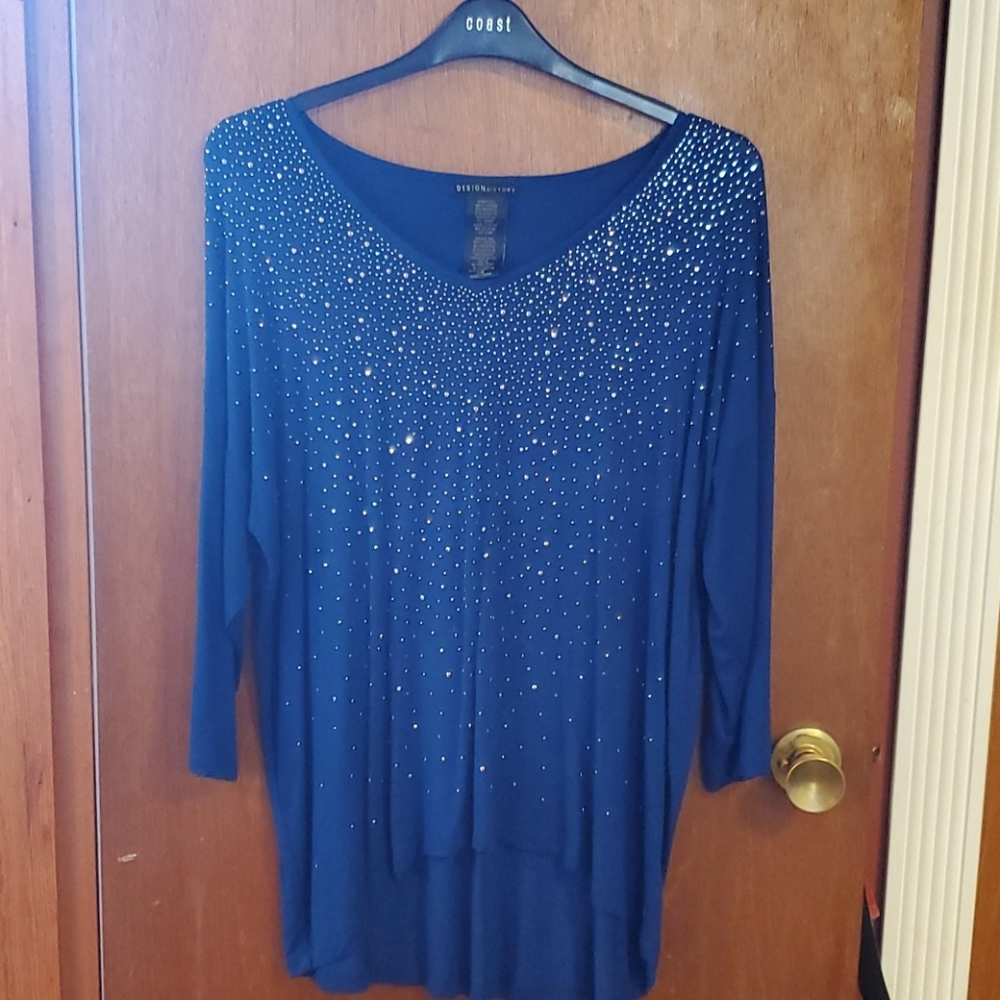 Design history embellished long sleeve dolman XXL
